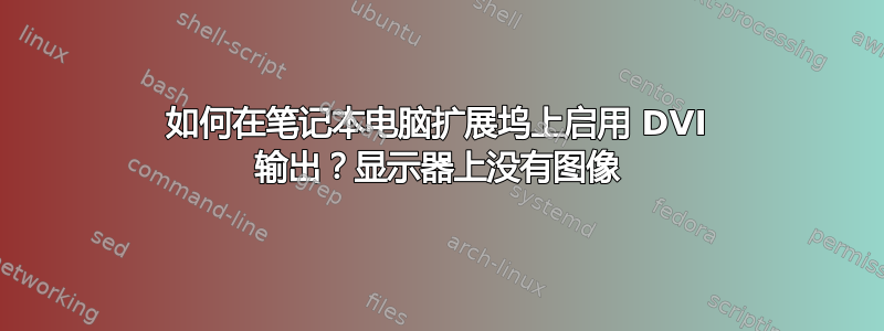 如何在笔记本电脑扩展坞上启用 DVI 输出？显示器上没有图像