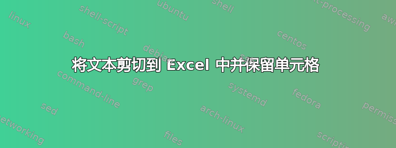 将文本剪切到 Excel 中并保留单元格