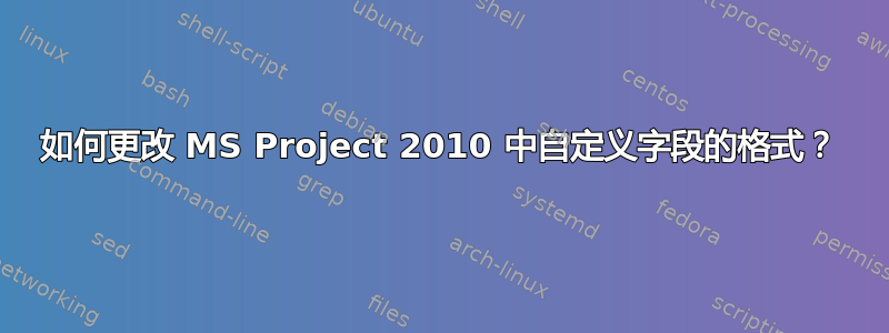 如何更改 MS Project 2010 中自定义字段的格式？