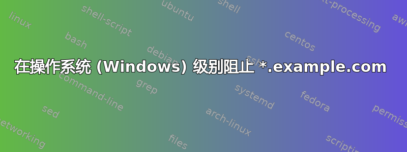 在操作系统 (Windows) 级别阻止 *.example.com