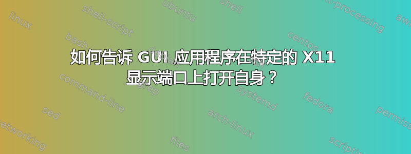 如何告诉 GUI 应用程序在特定的 X11 显示端口上打开自身？