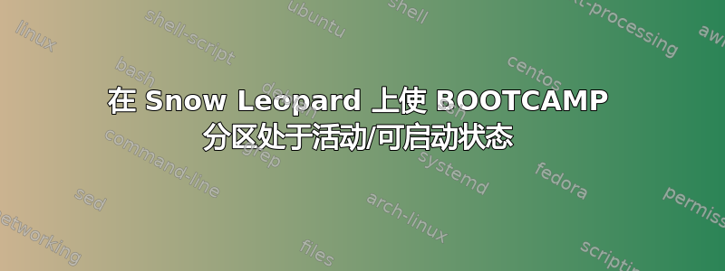 在 Snow Leopard 上使 BOOTCAMP 分区处于活动/可启动状态