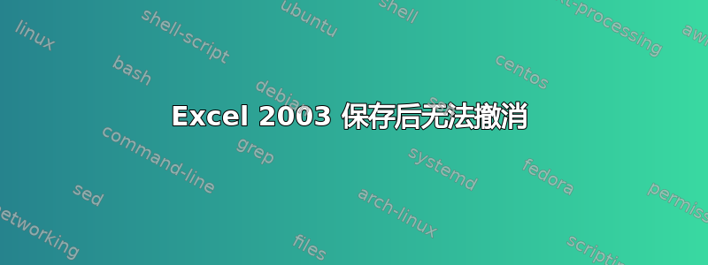 Excel 2003 保存后无法撤消