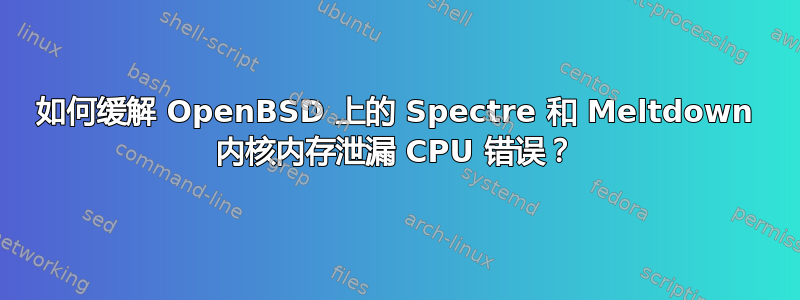 如何缓解 OpenBSD 上的 Spectre 和 Meltdown 内核内存泄漏 CPU 错误？