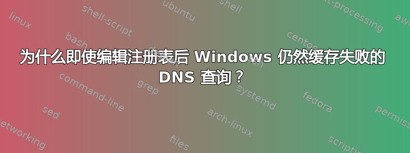 为什么即使编辑注册表后 Windows 仍然缓存失败的 DNS 查询？