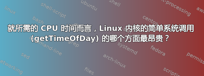 就所需的 CPU 时间而言，Linux 内核的简单系统调用 (getTimeOfDay) 的哪个方面最昂贵？