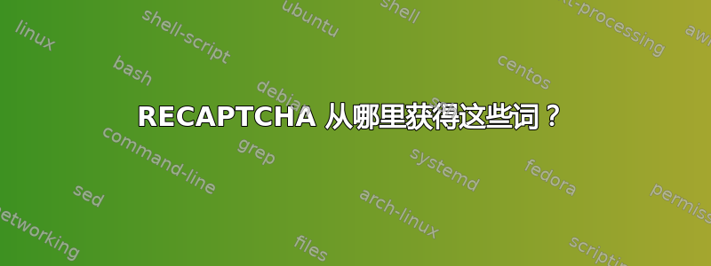 RECAPTCHA 从哪里获得这些词？