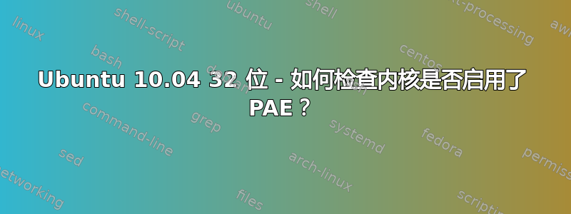 Ubuntu 10.04 32 位 - 如何检查内核是否启用了 PAE？