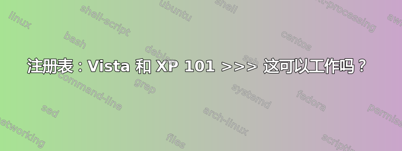 注册表：Vista 和 XP 101 >>> 这可以工作吗？