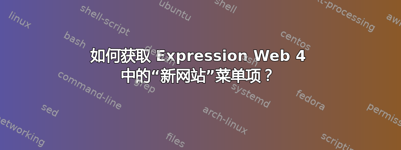 如何获取 Expression Web 4 中的“新网站”菜单项？