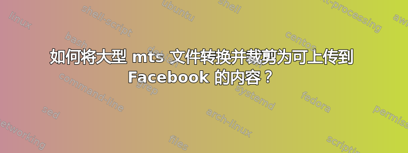 如何将大型 mts 文件转换并裁剪为可上传到 Facebook 的内容？