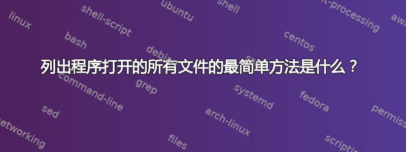 列出程序打开的所有文件的最简单方法是什么？