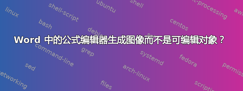 Word 中的公式编辑器生成图像而不是可编辑对象？