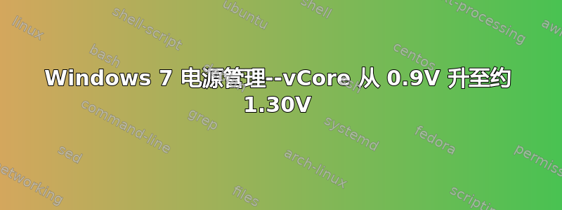 Windows 7 电源管理--vCore 从 0.9V 升至约 1.30V