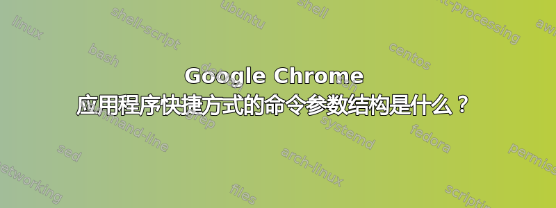 Google Chrome 应用程序快捷方式的命令参数结构是什么？