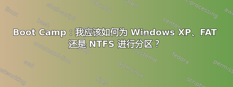 Boot Camp：我应该如何为 Windows XP、FAT 还是 NTFS 进行分区？