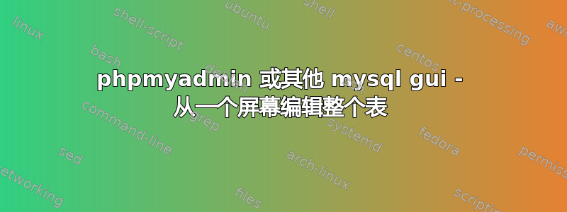 phpmyadmin 或其他 mysql gui - 从一个屏幕编辑整个表