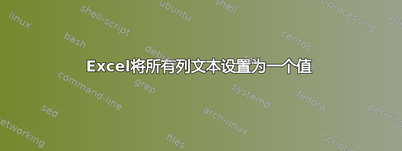 Excel将所有列文本设置为一个值