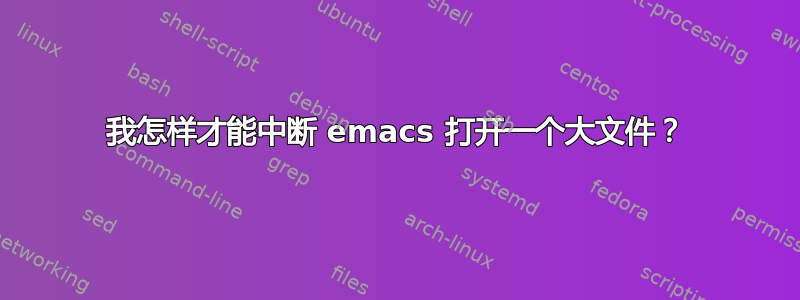 我怎样才能中断 emacs 打开一个大文件？