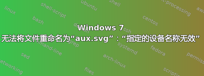 Windows 7 无法将文件重命名为“aux.svg”：“指定的设备名称无效”