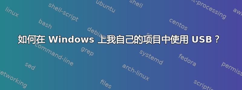 如何在 Windows 上我自己的项目中使用 USB？