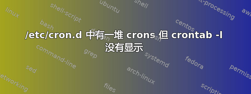 /etc/cron.d 中有一堆 crons 但 crontab -l 没有显示