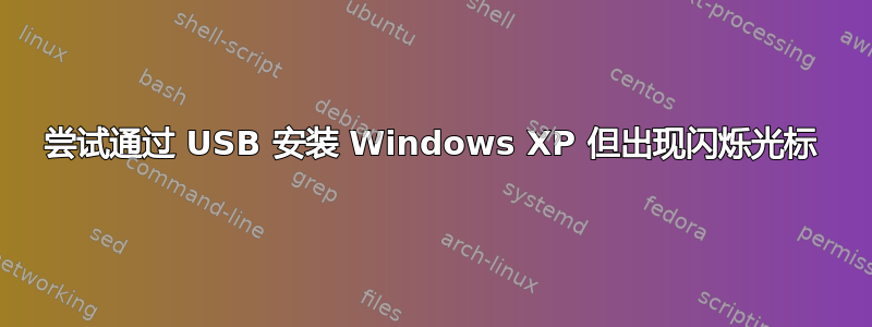 尝试通过 USB 安装 Windows XP 但出现闪烁光标