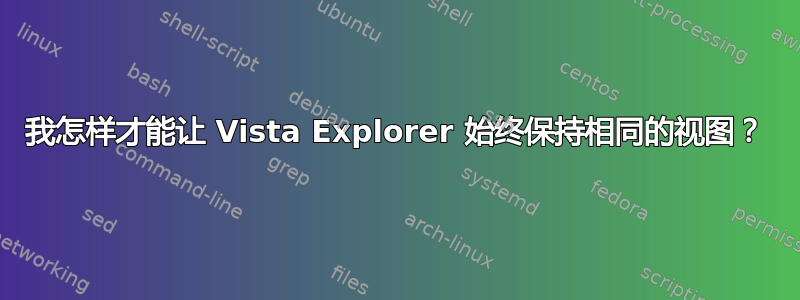 我怎样才能让 Vista Explorer 始终保持相同的视图？