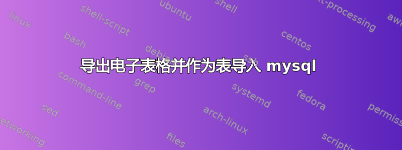 导出电子表格并作为表导入 mysql