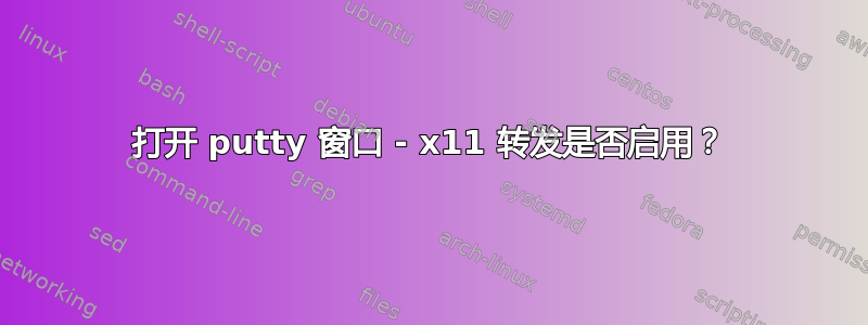 打开 putty 窗口 - x11 转发是否启用？