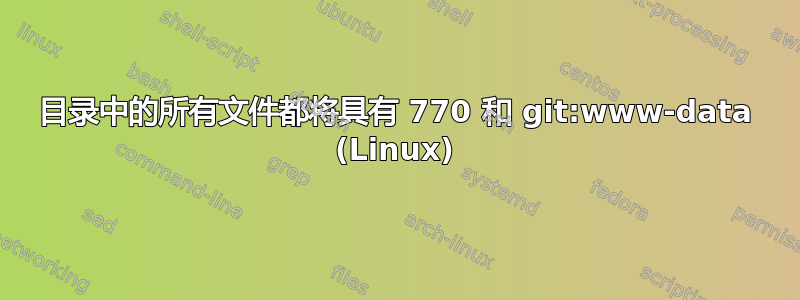 目录中的所有文件都将具有 770 和 git:www-data (Linux)