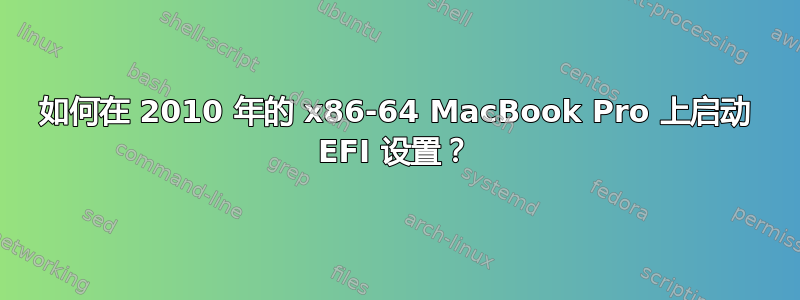 如何在 2010 年的 x86-64 MacBook Pro 上启动 EFI 设置？