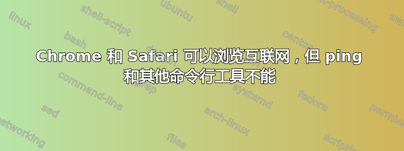 Chrome 和 Safari 可以浏览互联网，但 ping 和其他命令行工具不能