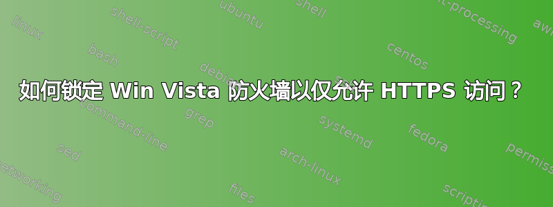 如何锁定 Win Vista 防火墙以仅允许 HTTPS 访问？