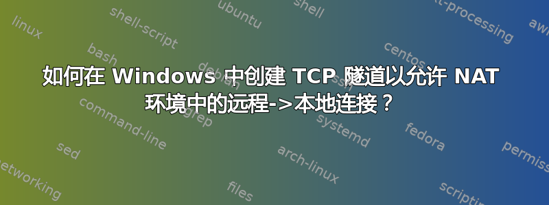 如何在 Windows 中创建 TCP 隧道以允许 NAT 环境中的远程->本地连接？