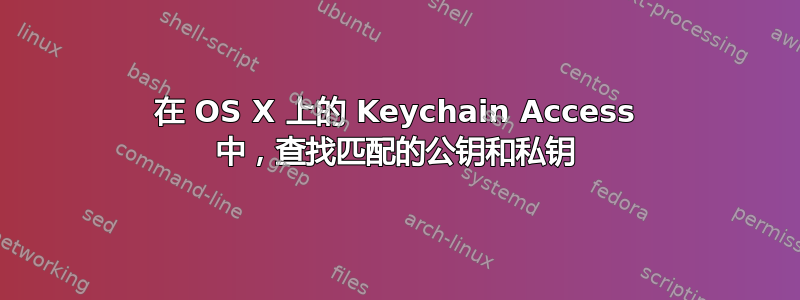 在 OS X 上的 Keychain Access 中，查找匹配的公钥和私钥