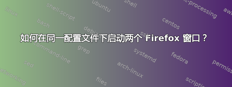 如何在同一配置文件下启动两个 Firefox 窗口？