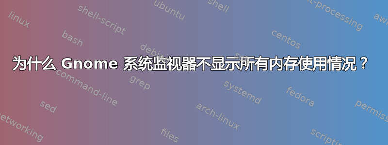 为什么 Gnome 系统监视器不显示所有内存使用情况？