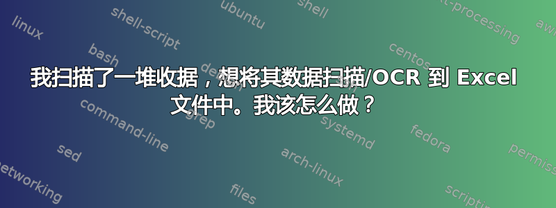 我扫描了一堆收据，想将其数据扫描/OCR 到 Excel 文件中。我该怎么做？