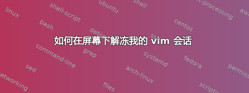 如何在屏幕下解冻我的 vim 会话