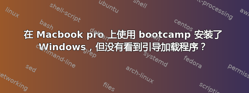 在 Macbook pro 上使用 bootcamp 安装了 Windows，但没有看到引导加载程序？