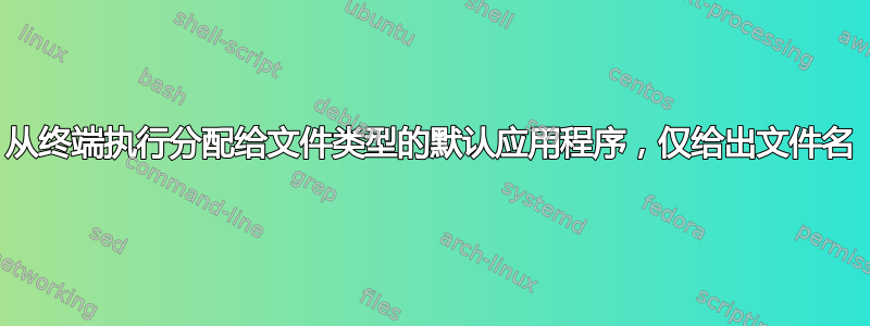 从终端执行分配给文件类型的默认应用程序，仅给出文件名