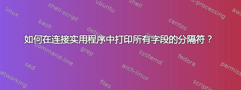 如何在连接实用程序中打印所有字段的分隔符？