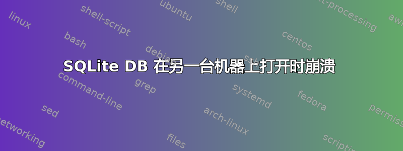 SQLite DB 在另一台机器上打开时崩溃