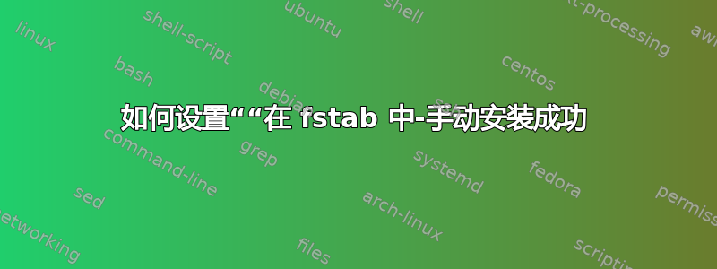 如何设置““在 fstab 中-手动安装成功