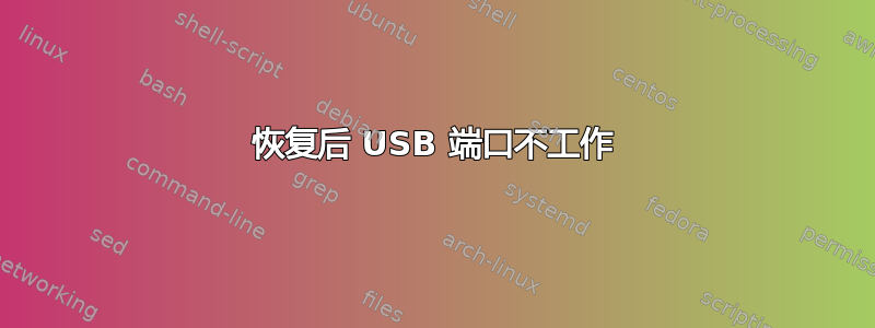 恢复后 USB 端口不工作