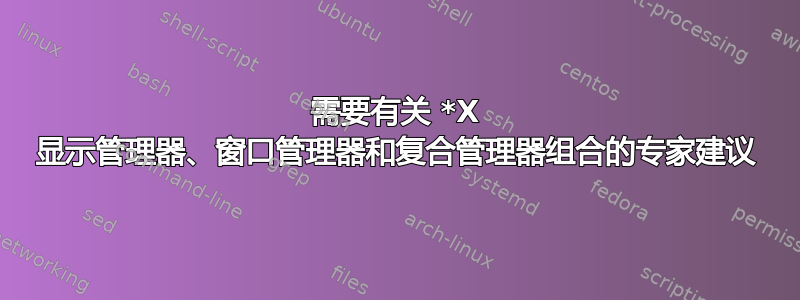 需要有关 *X 显示管理器、窗口管理器和复合管理器组合的专家建议