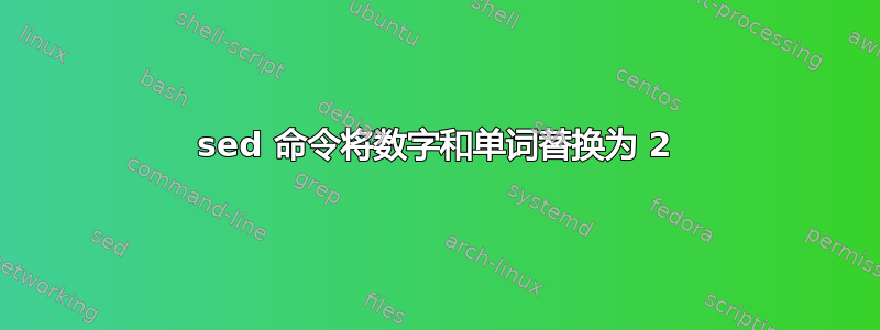 sed 命令将数字和单词替换为 2