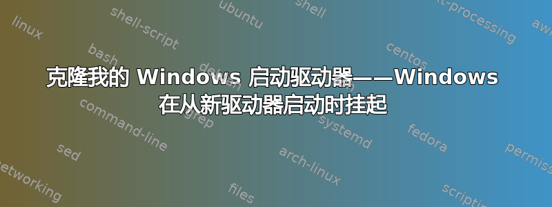 克隆我的 Windows 启动驱动器——Windows 在从新驱动器启动时挂起