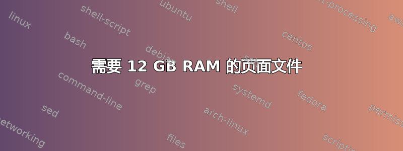 需要 12 GB RAM 的页面文件 